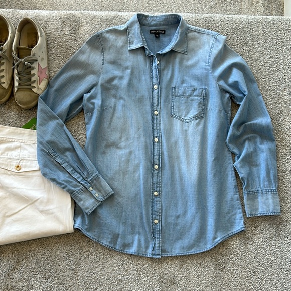 J. Crew Tops - J. Crew Mercantile Chambray Shirt in Signature Fit